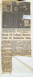 9-10 Dedication of a New Library at Fayetteville State College Date April 20, 1968 by Fayetteville Observer